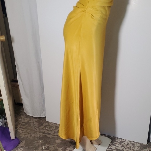 NWT Zara Midi Satin Effect Slip Dress Summer Mustard Yellow Gold Size M - Picture 6 of 15